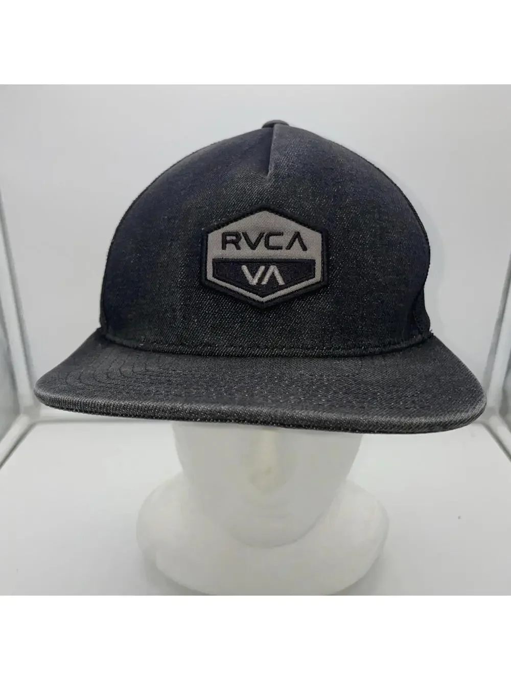 RVCA Trucker Hat Black Gray Unisex Adults One Size Mesh Mid Fit Snapback